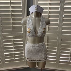 Leg Avenue sequence white and gold sailor lingerie/costume.